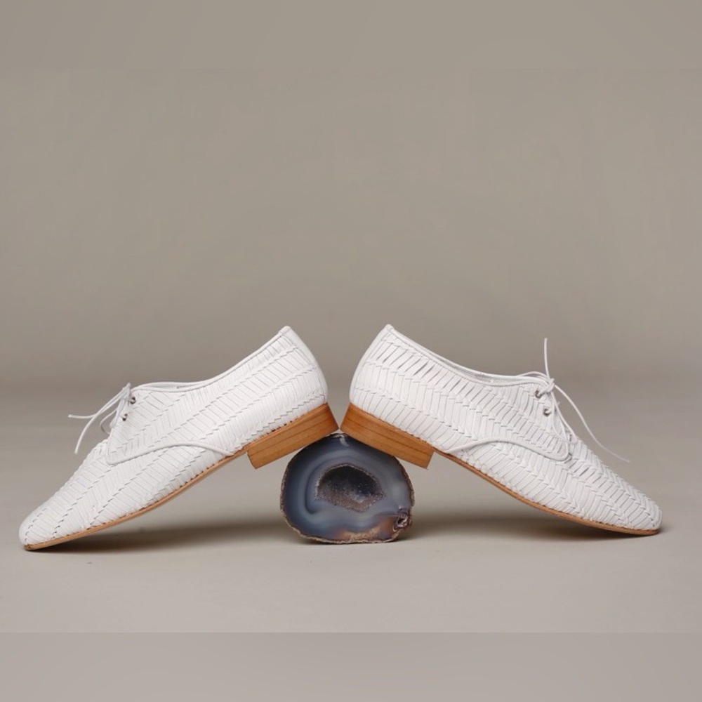 Naguisa Spain Woven Leather Lace Up Oxfords